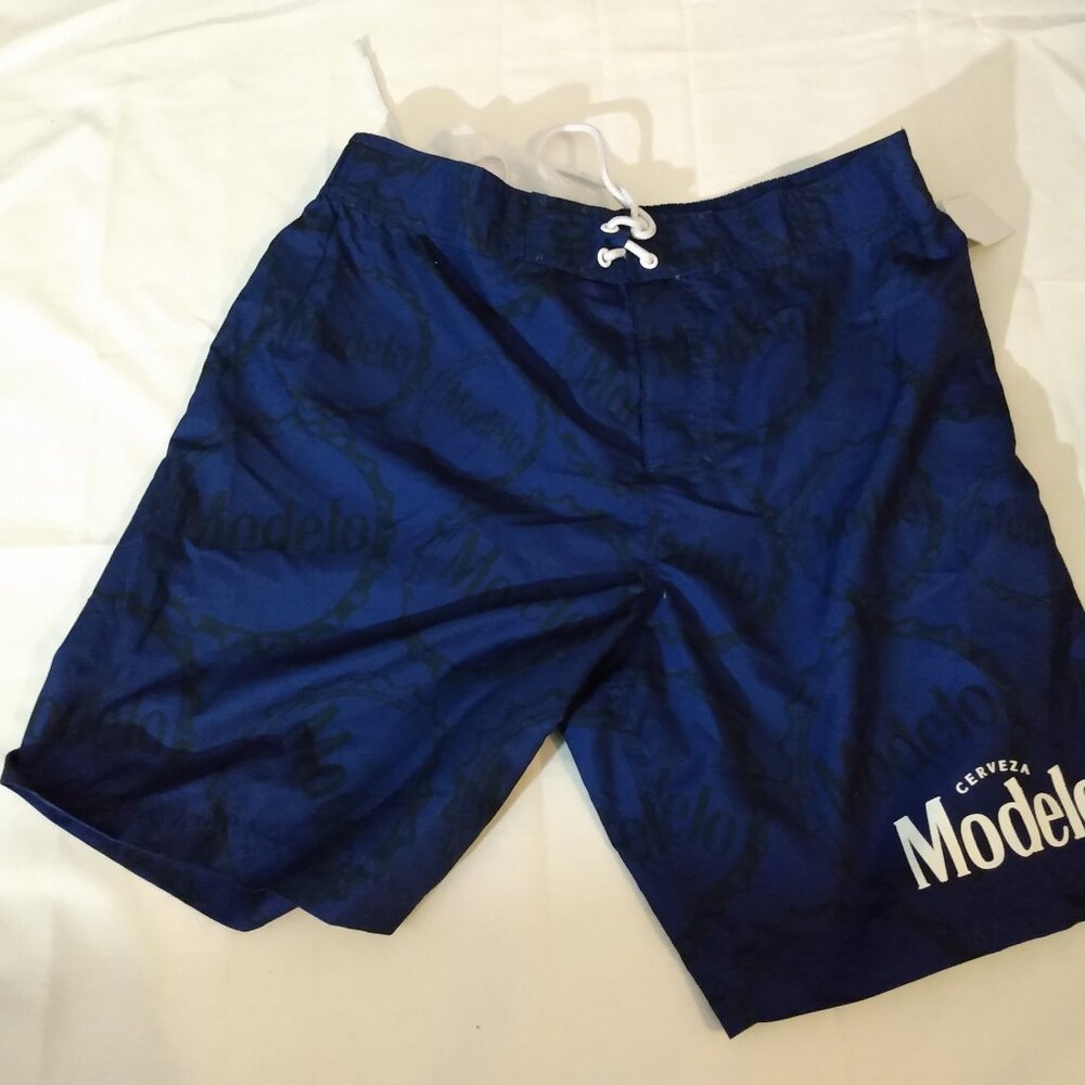 Men's M Cerveza Modelo Blue Swim Trunks Quick-Dry Comfort